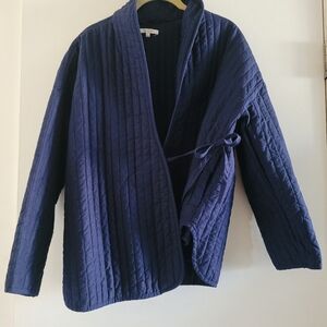Blue Quilted Wrap Jacket